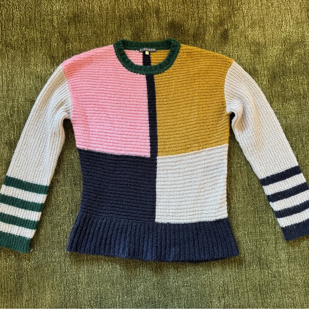 Alexachung Multicolor Patchwork Crew Neck Sweater - image 1